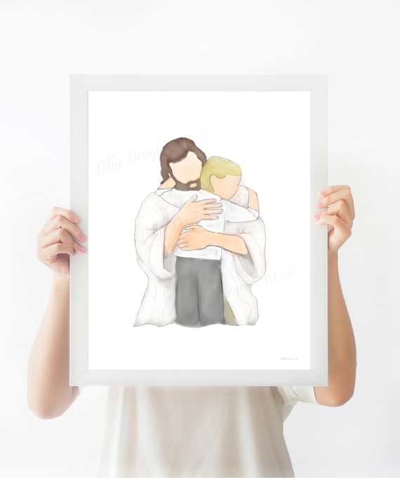 Jesus and Child Art Print, Christian Wall Decor (Digital Download)