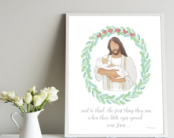 Jesus Holding Baby Memorial Art Print - Infant Loss Gift (Digital Download)