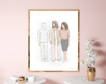 Guardian Angel Art Print: Jesus Christ, Memory Keepsake (Digital Download)