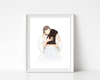 Jesus Hugging Child Watercolor Art Print (Digital Download)