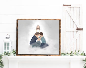 Dad and Son Reunion in Heaven Art: Memorial Gift (Digital Download)