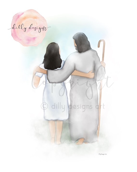 Jesus and Woman Art Print: Comforting Christian Wall Decor (Digital Download)