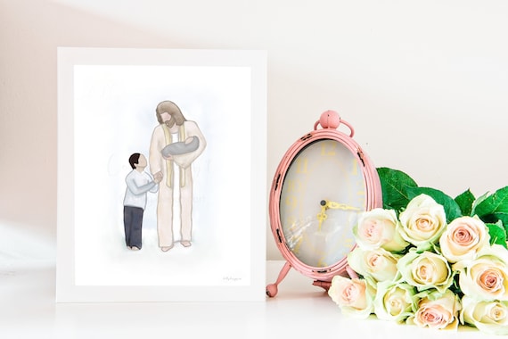 Jesus Christ Art, Baby With Jesus, LDS Artwork (Digital Painting)