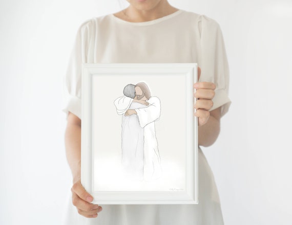 Christ and Loved One Remembrance Art, Funeral Gift (Digital Download)