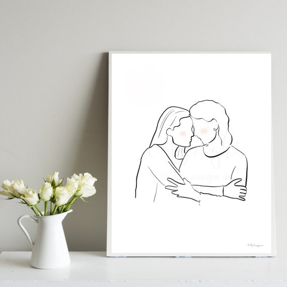 Mom and Daughter Line Art Print, Minimalist Mother's Day Gift (Digital Download)