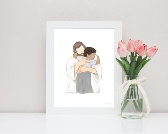 Church Art, Church Printable, Church Art Print, The Church, Jesus Crist, Artwork, Jesus Painting, Digital Art, Christ Hugging, Embracing,Art