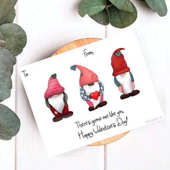 There's Gnome One Like You, Gnome Valentines Cards, School Valentines, Classroom Valentines, Printable Valentines, Kids Valentines,Valentine