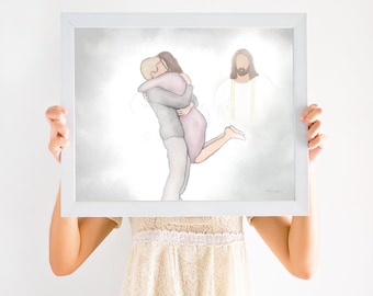 Jesus Watercolor Painting, First Day In Heaven Art (Digital Download)