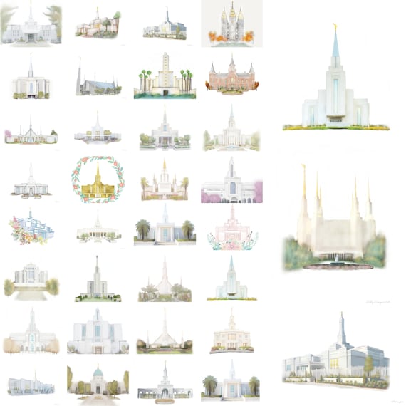 LDS Temple Bundle, 35 Temple Printables, Art Printables, Receive All, Temple JPG Files, Temple Paintings, Digital, Church of Jesus Christ