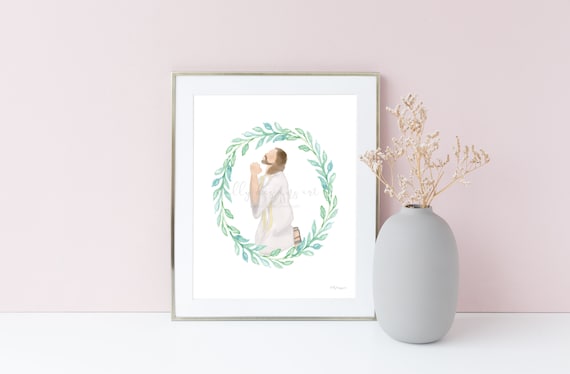Jesus Praying Art: Gethsemane Watercolor Print (Digital Download)