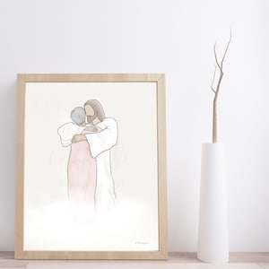 Jesus Embrace, Printable Art, Funeral Art, Remembrance Art, Jesus Christ Art, Christian Art, Bereavement Gift, Funeral Gift, Grandma Art