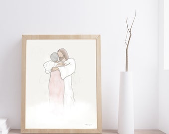 Jesus Embrace, Printable Art, Funeral Art, Remembrance Art, Jesus Christ Art, Christian Art, Bereavement Gift, Funeral Gift, Grandma Art