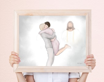 Memorial Watercolor Painting: Welcome Home Couple Art (Digital Download)