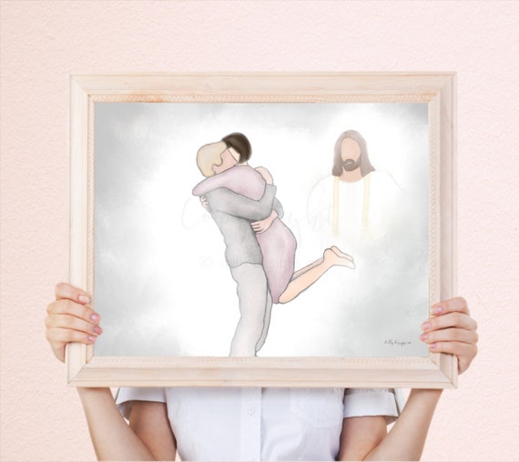 Welcome Home, Couple, Spouse Loss, Wife Loss, Husband Loss, Memorial Painting, Digital, Watercolor Painting, Instant Gift, Funeral Gift, Art