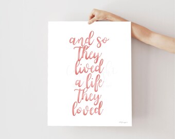 Pink Quote Calligraphy Art Print, Romantic Home Decor (Digital Download)