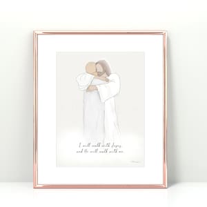 I Will Walk With Jesus, Christian Art, Jesus Art, Embrace in Heaven, Memorial Gift, Funeral Gift, Condolence, Sympathy, Gift for Memorial