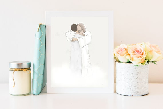 Christ and Loved One Art Print, Sympathy Gift (Digital Download)