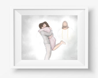 Couple's Reunion in Heaven Art, Christian Sympathy Gift (Digital Download)