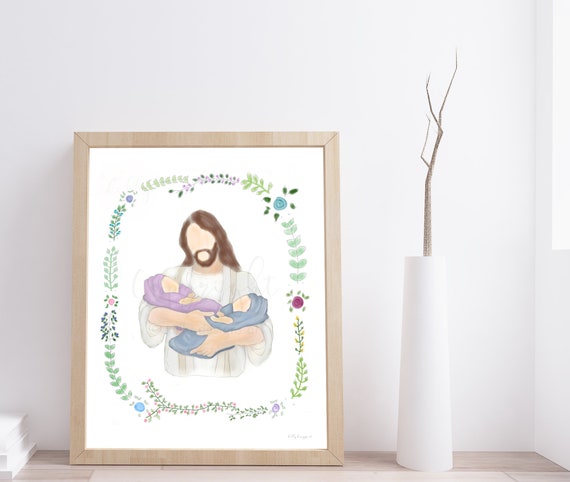 Twin Memorial Gift, Infant Memorial, Twin Babies, Twin Baby Loss, Birth of Multiples, Loss of Babies, Gift For Grieving, Jesus Christ, Loss