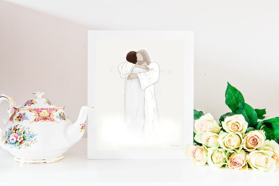 Jesus Hugging Art Print: Memorial Gift (Digital Download)
