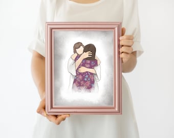 Jesus Embrace Watercolor Portrait: Christian Art Print (Digital Download)