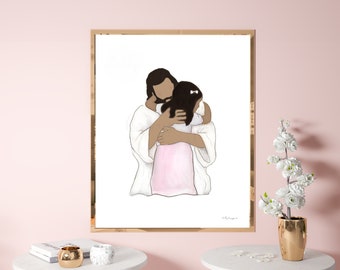 Jesus Hugging Girl Art Print: Christian Children's Room Decor (Digital Download)