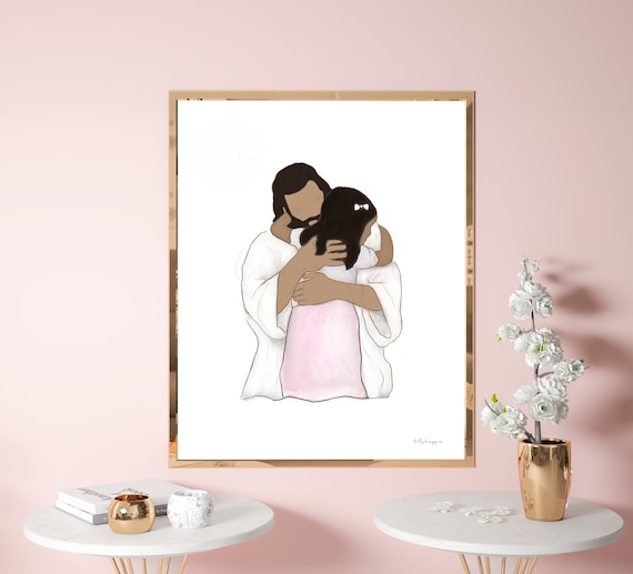 Jesus Hugging Girl, Little Girl, Christian Gift, Printable Art, Christian Art, Lds Primary, Church Art, Church Children, Christian Child Art