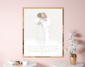 James 1:12 Bible Verse Print, Uplifting Christian Art (Digital Download)