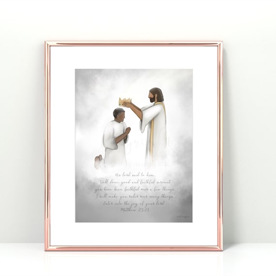 Crowning by Jesus, Well Done Good and Faithful Servant, Remembrance, Condolence, Memorial Art, Memorial Gift, Christian Art, Funeral Gift
