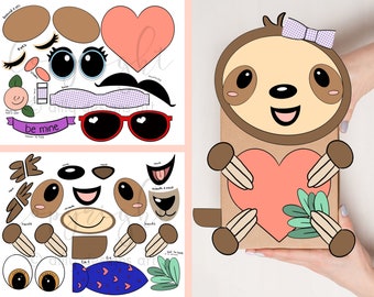 Sloth Valentine's Day Box, Printable Decor (PDF)