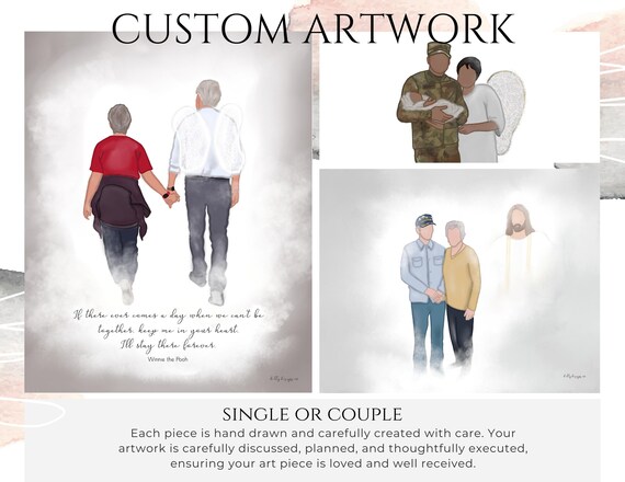 Custom Hand Drawn Portrait - 1 to 2 People - Personalized Artwork - Full Body Illustration - Digital Download