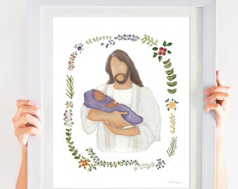 Christ Holding Baby Art Print: Infant Loss Remembrance (Digital Download)
