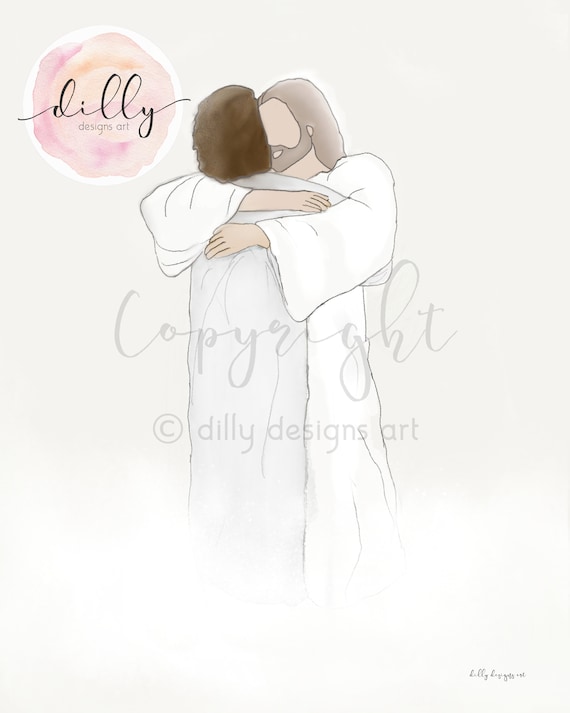 Sympathy Gift: Memorial Art Print, Comforting Embrace (Digital Download)