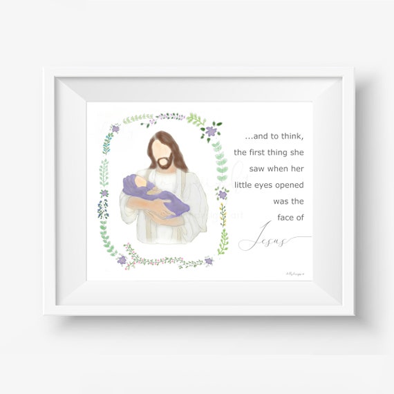 Jesus and Baby Art Print: Christian Memorial Keepsake (Digital Download)