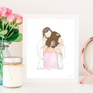 Printable Artwork, Jesus Hugging Girl, Children With Christ, Meeting Jesus, With Christ, With Jesus, Christ Printables, Jesus Printables