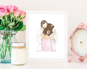 Jesus Hugging Girl Art Print: Children With Christ (Digital Download)