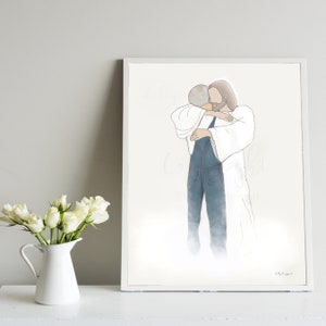 Loss of Grandpa, Husband Memorial, Father Memorial, Jesus Hugging Man, Christ Artwork, Funeral Gift, Thoughtful Gift, Sympathy for Loss, Art