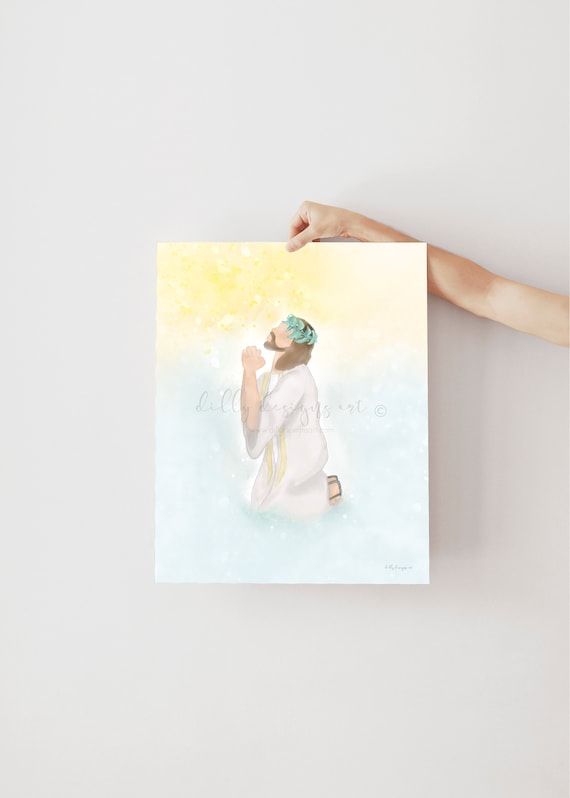 Jesus Christ Praying Art Printable: Savior with Crown (Digital Download)