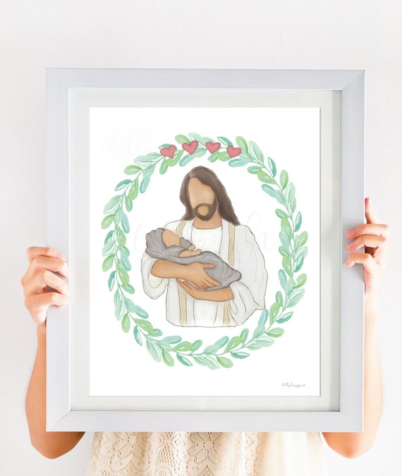 Christ Holding Baby Memorial Art Print: Infant Loss Gift (Digital Download)