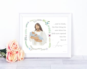 Infant Loss Memorial Art: Jesus Holding Baby, Bereavement Gift (Digital Download)