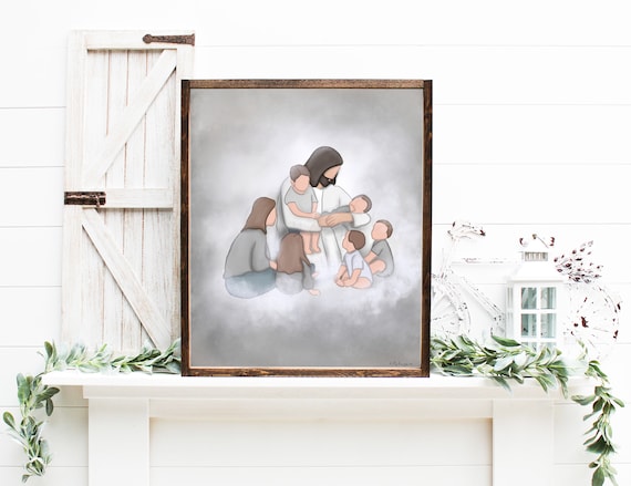 Jesus With Children, Christ With Children, Children Around Jesus, Children Around Christ, Come The LIttle Children, Christian Painting, Art