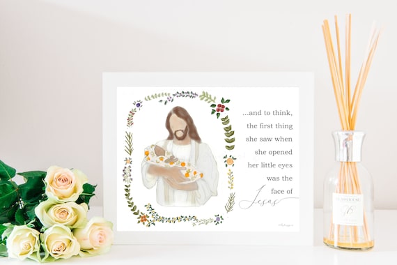 Christ Holding Infant Art Print: Memorial Gift (Digital Download)