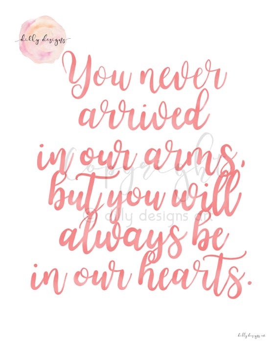 Miscarriage Remembrance Art, "Always in Our Hearts" Calligraphy Print (Digital Download)