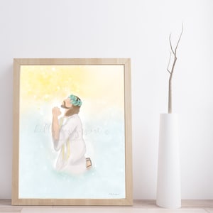 Jesus Christ Praying Art Printable: Savior with Crown (Digital Download)
