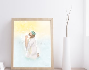 Jesus Christ Praying Art Printable: Savior with Crown (Digital Download)