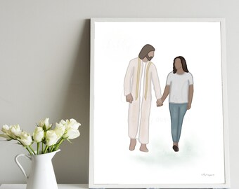 Walking With Jesus Art Print: Christian Gift (Digital Download)