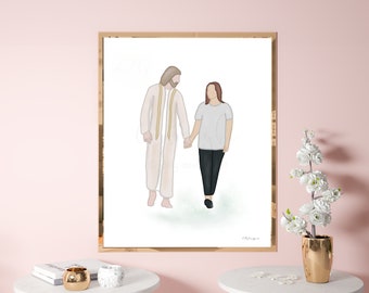 Jesus and Woman Art Print: Christian Savior Gift (Digital Download)