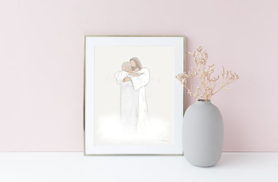 Jesus Christ Watercolor Art Print: Heaven Embrace (Digital Download)