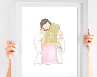 Jesus Hugging Child Art Print: Christian Wall Decor (Digital Download)