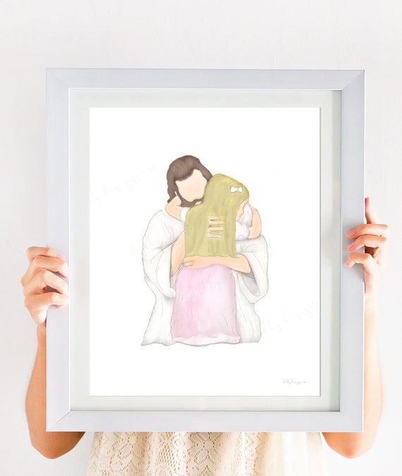 Christ Art, Christian, Christian Wall Art, Christian Decor, Christian Gift, Christ, Christian Printable, Jesus, Art, Christ Hugging Child